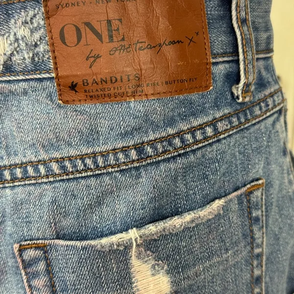 One X One Teaspoon Harlets High Rise Exposed Button Fly Jean Shorts 24 - Image 8