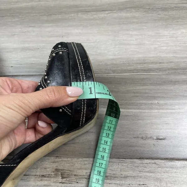 Michael Kors Astor Quarter Strap Heels Women's Black Silver Studs 9 - Image 8