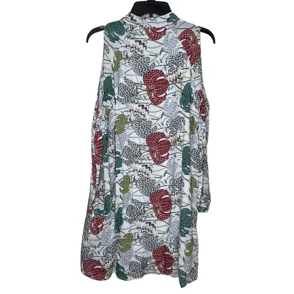 Entro Women's Shirt Dress‎ Button-Up Midi Floral Collar Cold Shoulder Medium NWT - Image 11