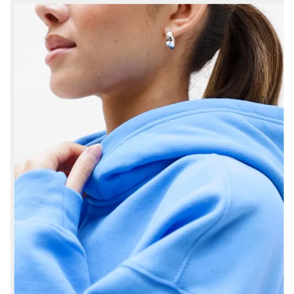 Athleta M Forever Fleece Ultra Crop Cornflower Blue Medium - Image 2