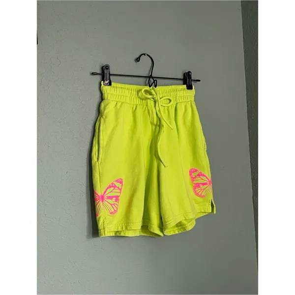 Frankies Bikinis Burl Sweatshort Size Small Grass Neon Green Butterfly - Image 3