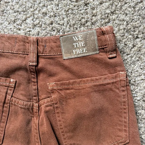 Free People We The Free Tinsley Baggy High-Rise Jeans NWOT Size 24 Chocolate - Image 7