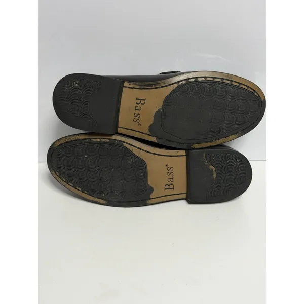 BASS Men's Loafers US Size 9W Black 100% Leather Tassel Slip-On Burgundy C-4 - Image 7