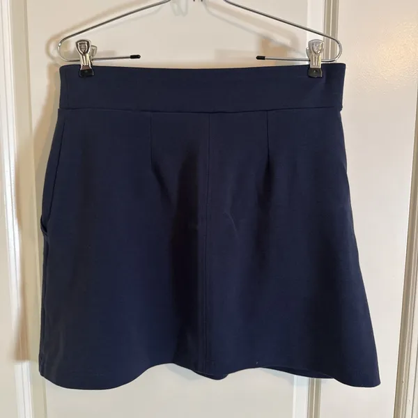 Fishers Finery Ponte Knit A Line Skirt Navy Blue Large‎ With Pockets - Image 3