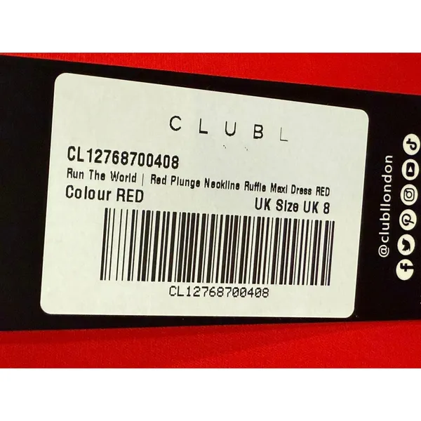 NWT Club L Red Ruffle Plunge Maxi Dress US 4 UK 8 Wedding Guest Formal Sexy - Image 5