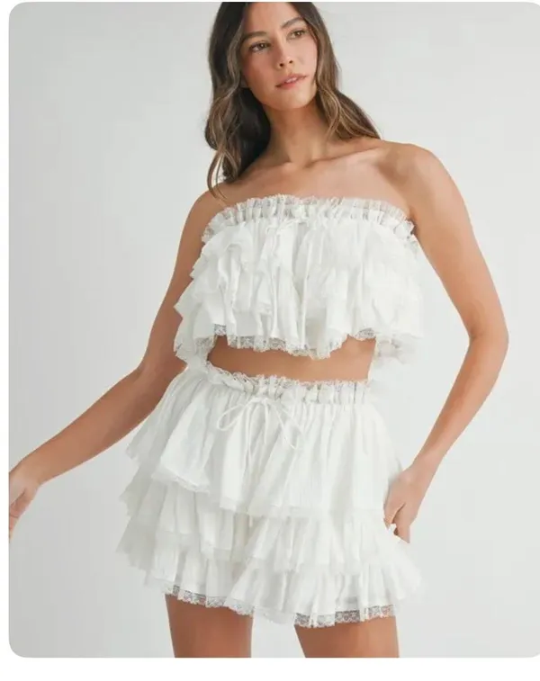 Daverri Fashions Two Piece White Outfit - Image 2