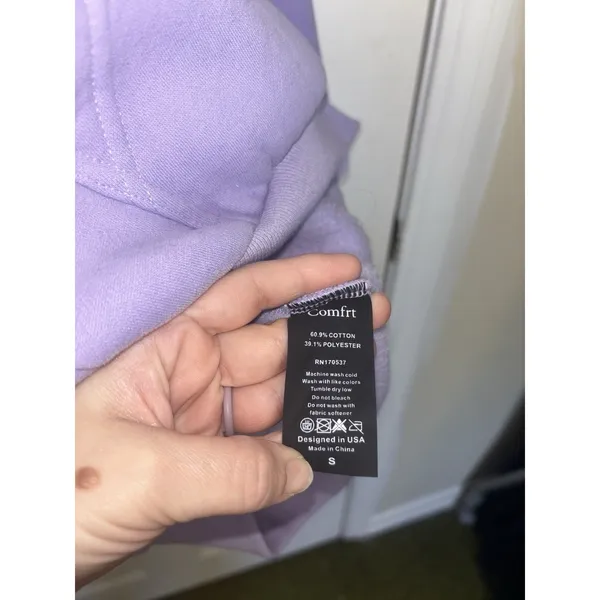Comfrt Collection Pastel Edit Hoodie Lavender Pullover Pocket Small USA - Image 9