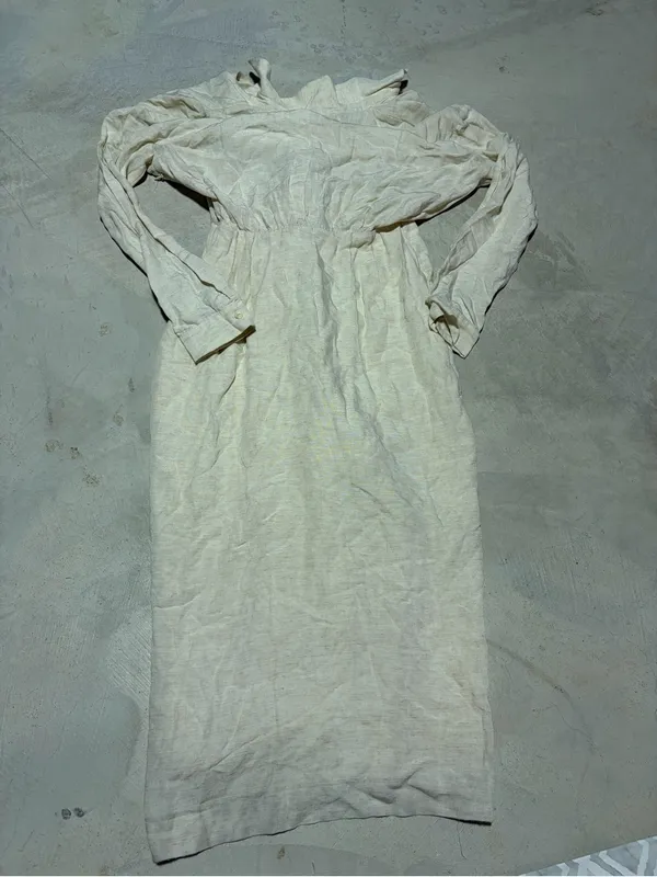 Anthropologie NWT Light Cream Long Sleeve Twist Front Midi Dress 0 MSRP$170 - Image 11