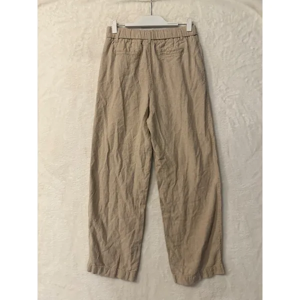 A New Day Tan Linen Blend Pleated‎ Wide Leg Trousers Tan Size 4 High Rise Pants - Image 6