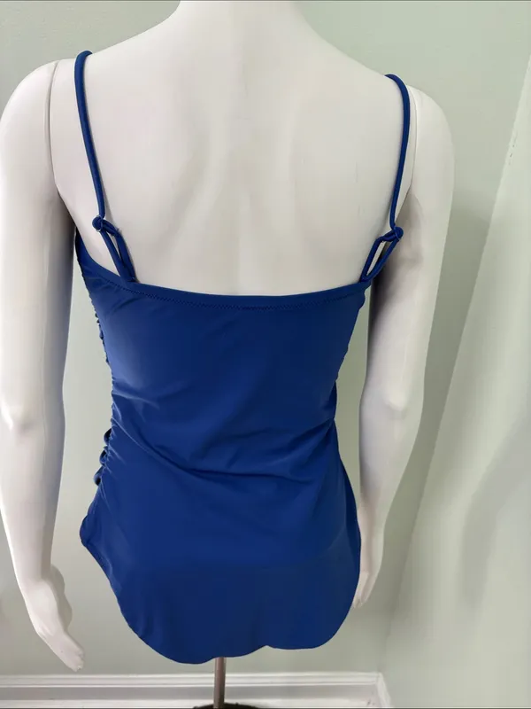 J CREW Ruched Blue One Piece Swim Suit size 10 - Image 4