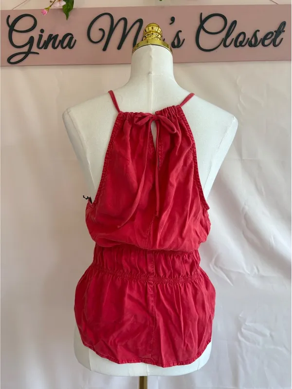 Bella Dahl Red Sleeveless Peplum Top Size Small - Image 5