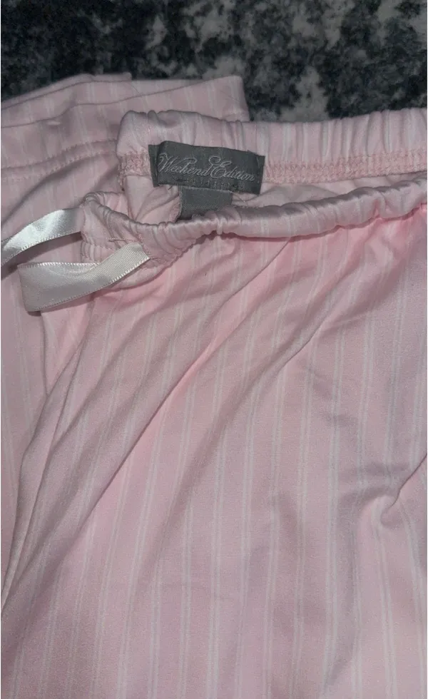 Pink and white striped pj pants - Image 3