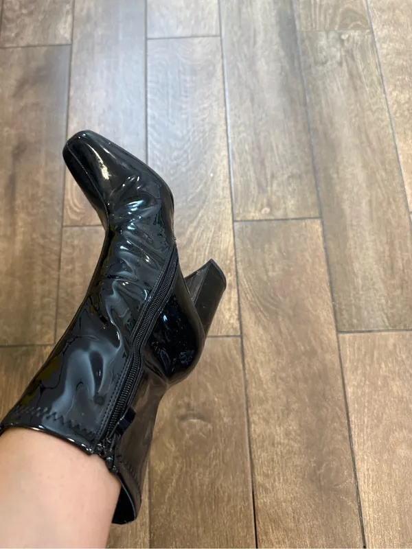 Top Moda Black Patent Ankle Boots‎ block heel Size 6.5 - Image 9