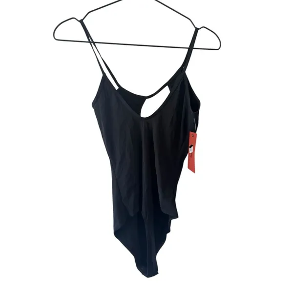 Alix Nyc Dorest Asymmetrical Neckline‎ Cutout Bodysuit Small Black - Image 5