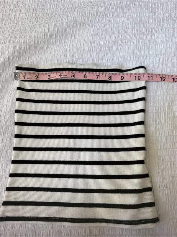 H&M Rib-Knit Strapless Bandeau Top - Striped - Image 6