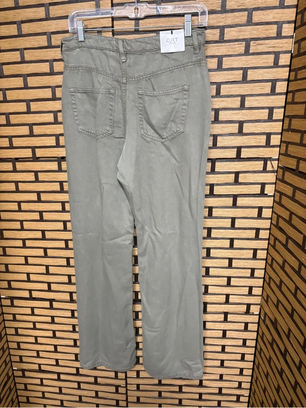 Oat Olive green high rise mini flare jeans size 4 - Image 2