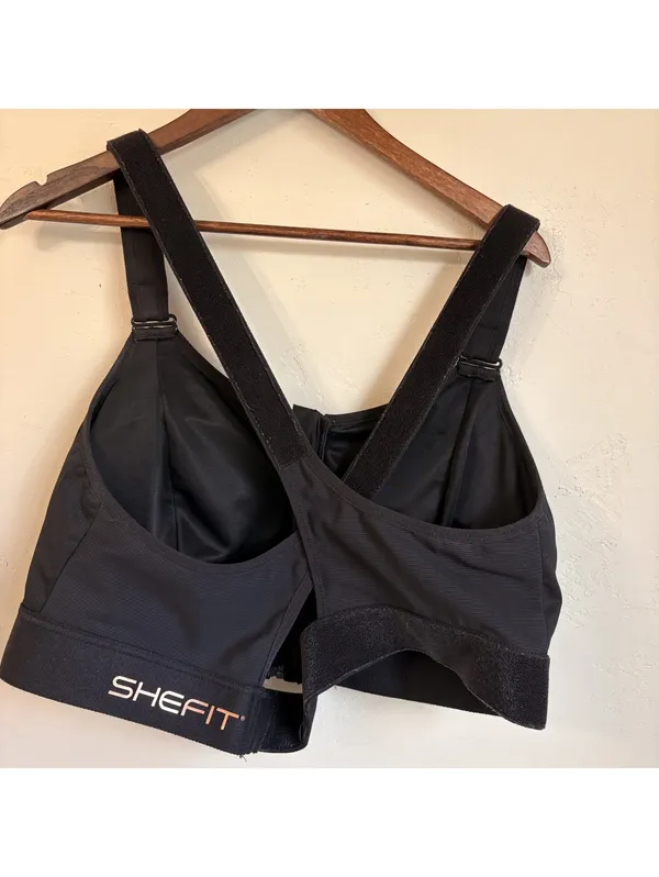 Shefit Ultimate Sports Bra Women's Size 5Luxe (5X) Black High Impact Zip Front - Image 4