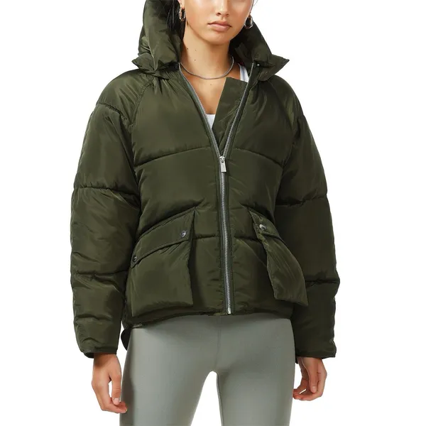 TOAST SOCIETY PLUTO KHAKI GREEN PUFFER JACKET Hooded Patch Pocket‎ EUC Size M - Image 2