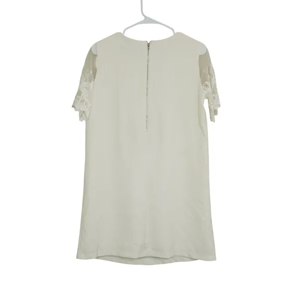 Lulus Size Small Cream White Lace Sleeve Shift Dress Mini Bridal Shower - Image 6