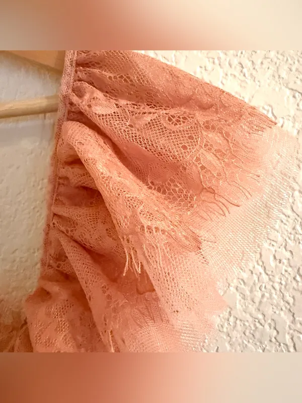 Free People Intimately Womens Top Live It Up Cami Peach Lace Ruffle Size Large - Image 8