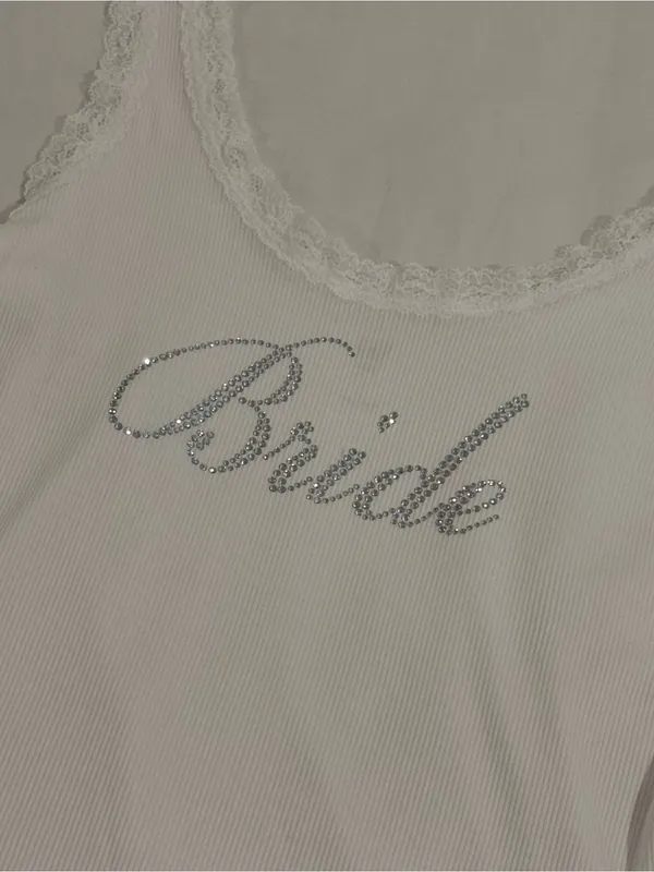 Rhinestoned Bride Lace Cami - Image 2