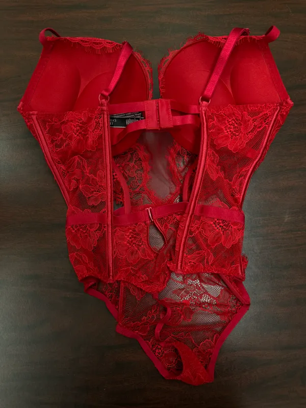 Victoria’s Secret Red Lace Bombshell Teddy Lingerie Size Large - Image 3