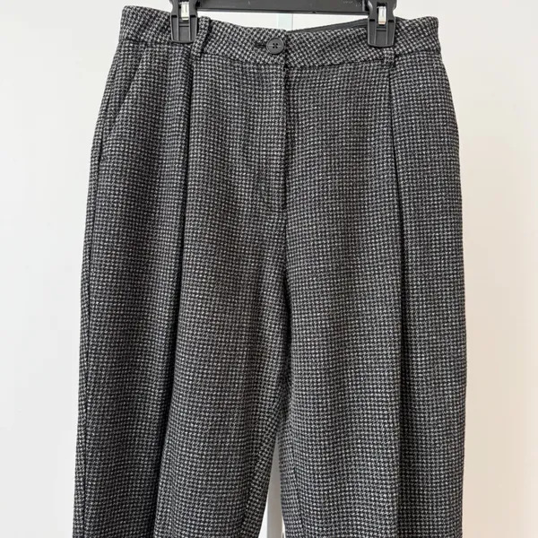 AllSaints Mara Puppytooth Trousers Grey Black Houndstooth Wool Blend Womens 8‎ - Image 2