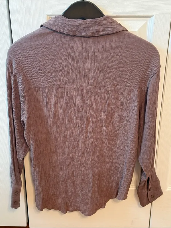 Abercrombie & Fitch Brown Gauze Button Up Long Sleeve - Image 3