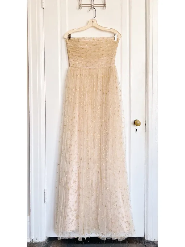 Joanna August • BHLDN Brenda Long Star Gown strapless champagne tulle glitter - Image 2