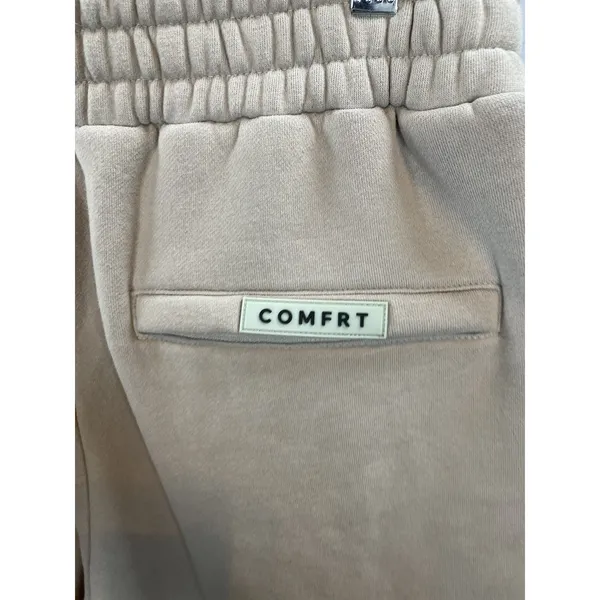 Comfort Joggers Sweatpants Beige Relaxed Fit Lounge Pants Large - Image 5