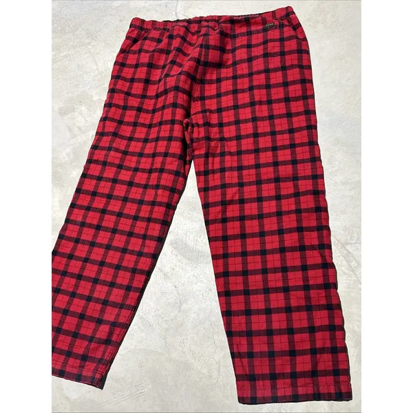 Filson Men's Red & Black Plaid Lounge Pajama Pants 2XL Cotton Blend Heavy Thick - Image 10