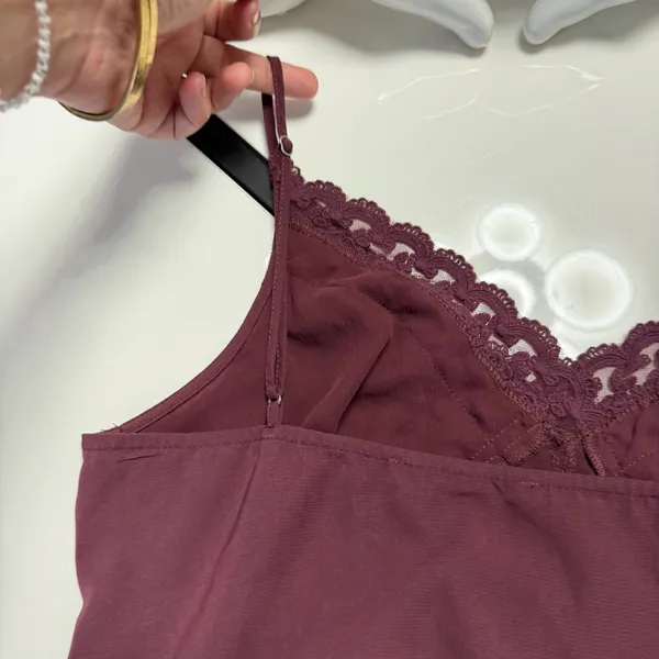 ✨ Abercrombie & Fitch Plum Lace-Trim Cami Bodysuit | Size SP ✨ - Image 9