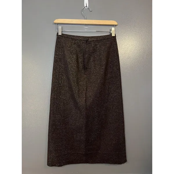 Handmade Womens 2 Piece Skirt Set Brown Metallic Sleeveless Top Midi Skirt Evening Party - Image 9