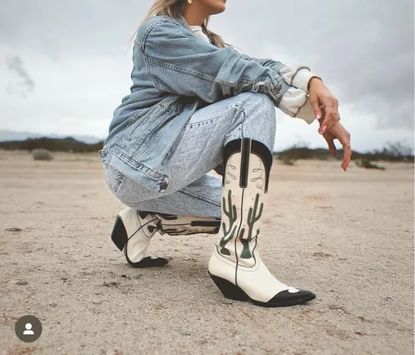 Zara cowboy boots cactus knee high heels western south western cowgirl - Image 10