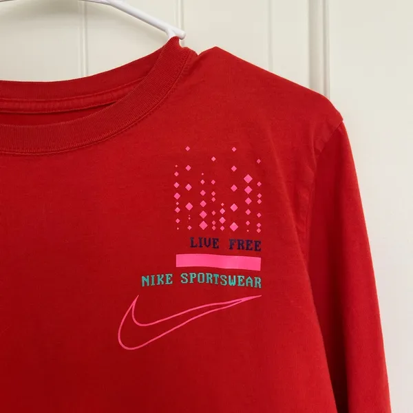 Nike Adult bright solid orange logo decal long‎ sleeve shirt medium - Image 2