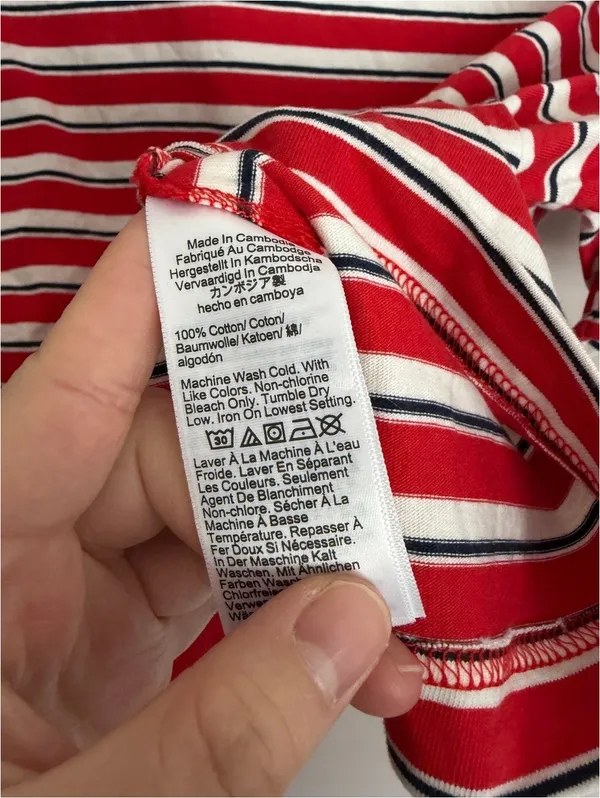 J. Crew Relaxed Premium Weight Cropped T-Shirt Red Stripes Medium - Image 5