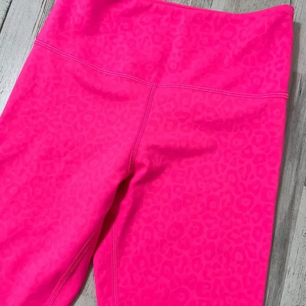 ZYIA Hot Bright Pink‎ Cheetah Leopard Jacquard Ankle Leggings Womens Size 2 - Image 2