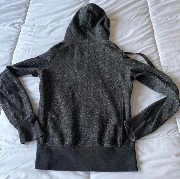 Women’s Charcoal Zip-Up Hoodie with Gold Sequin “LOVE” Graphic – Casual Glam Sweatshirt (S) - Image 6