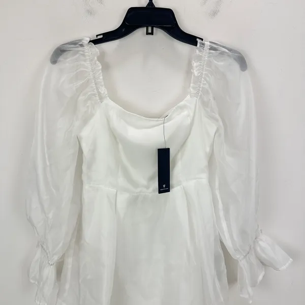 Lulus Darling Image White Chiffon Ruffled Off-the-Shoulder Mini Dress XS NWT - Image 6