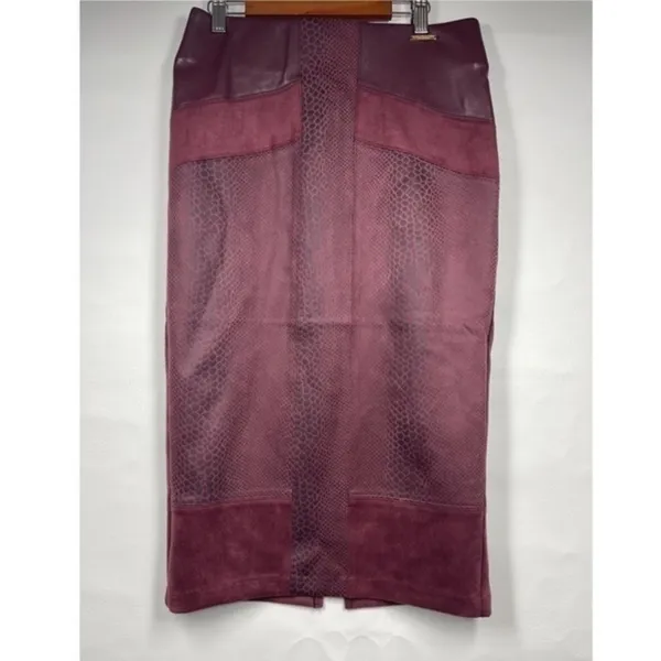 Red burgundy Snake skin MIDI skirt - Image 3
