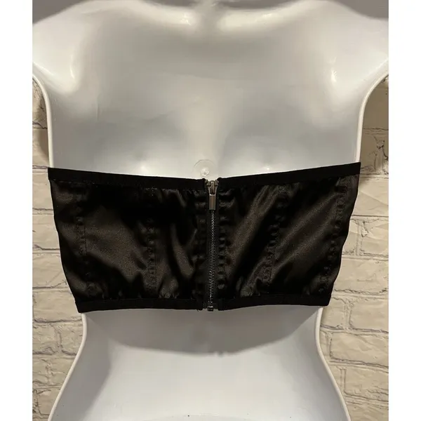 Garage black satin corset zip up back size small - Image 4