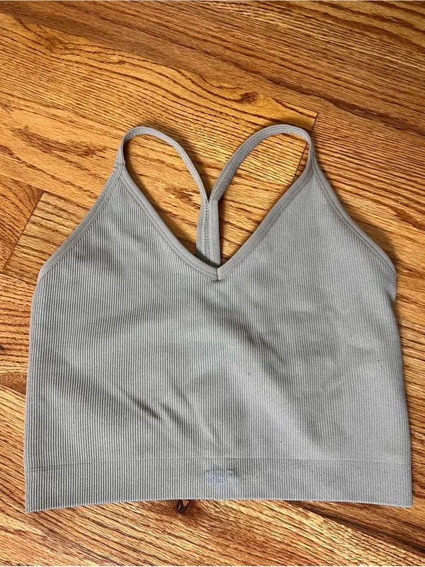 SET Active Seamless V-Neck Crop Bralette - Taupe - Image 3