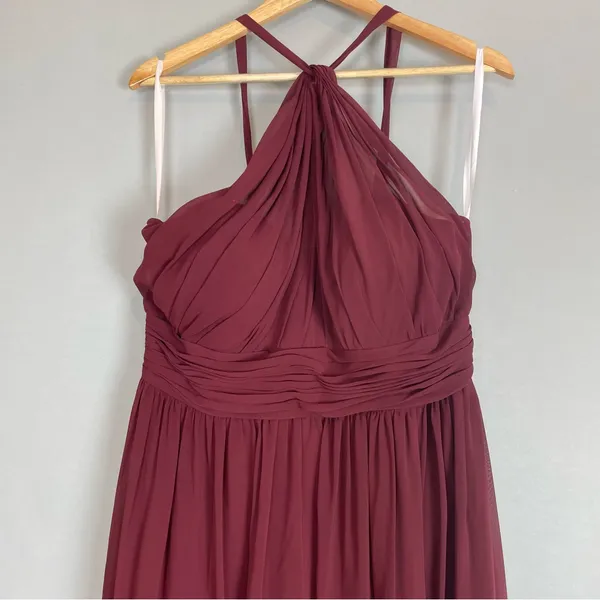 Revelry Bridesmaid Dress Halter‎ Tank Maxi Sleeveless Size 14 Brownish-Burgundy - Image 4