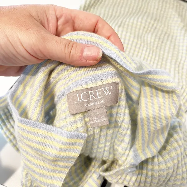 J. Crew Featherweight Ribbed Cashmere Short-Sleeve Sweater-Polo Stripe Small - Image 3