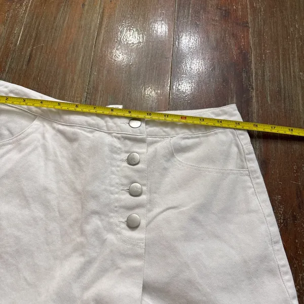 Altar'd State White Mini Wrap Skort Medium Silver Buttons - Image 7
