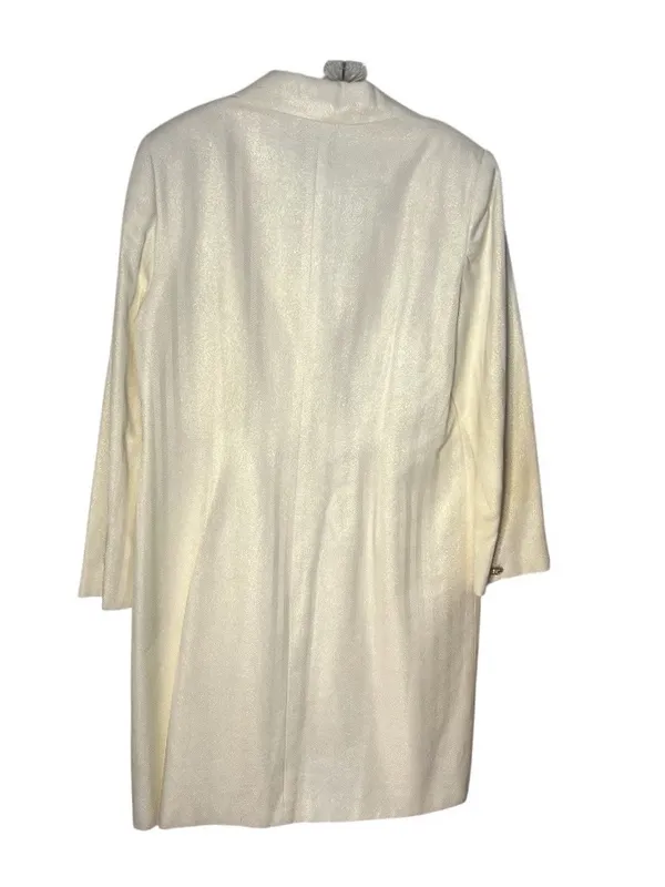 LILY & TAYLOR Ivory Blazer Coat Longline Crystal Buttons Shimmer Fabric Size 14 - Image 5