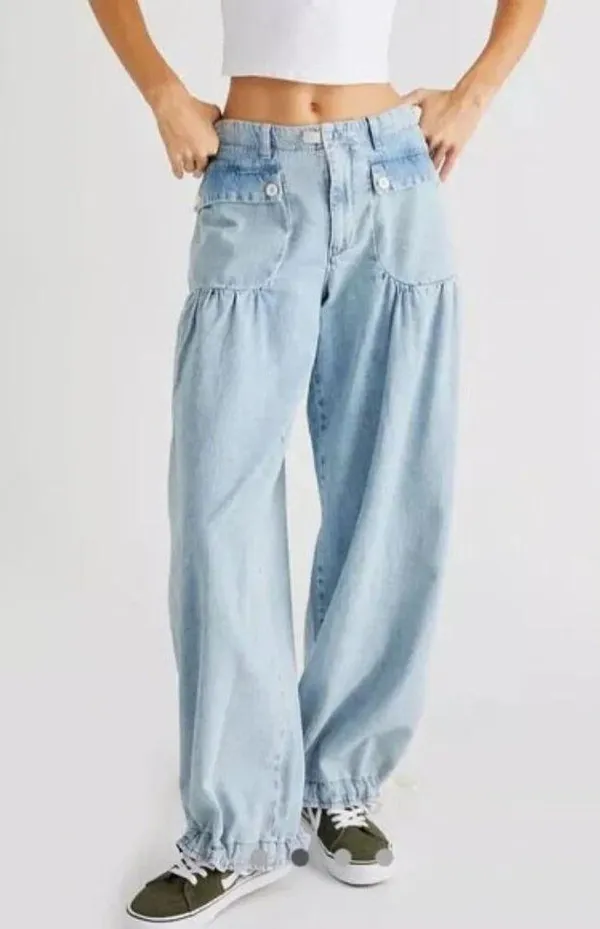 *NEW* BiBi Balloon Jeans Blue Size L - Image 4