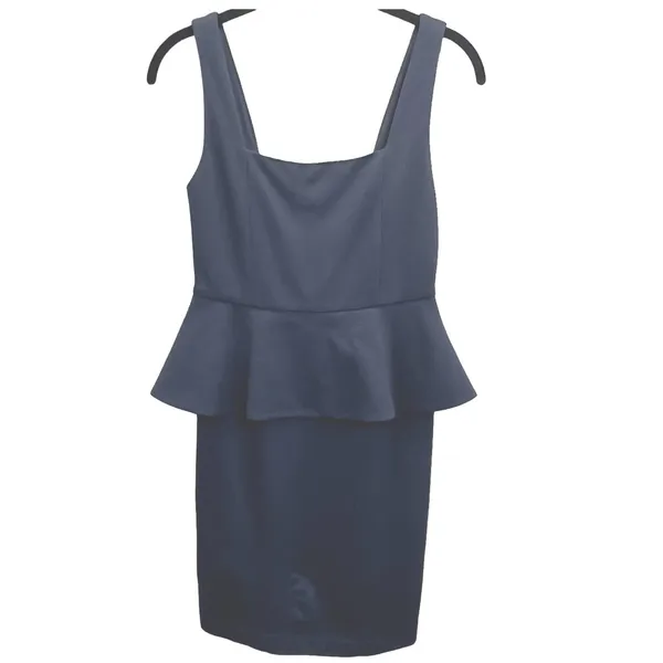 Alice + Olivia Employed Peplum Mini Dress 2 Navy Blue Sheath Sleeveless‎ Fitted - Image 5