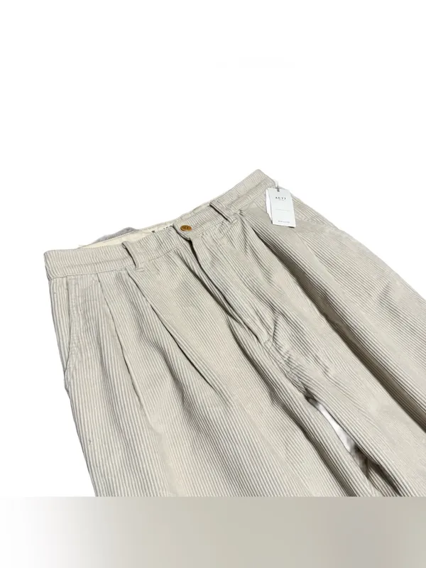 AE77 Premium Pleated Corduroy Pant American Eagle Cream High Waist Wide Leg NWT - Image 6