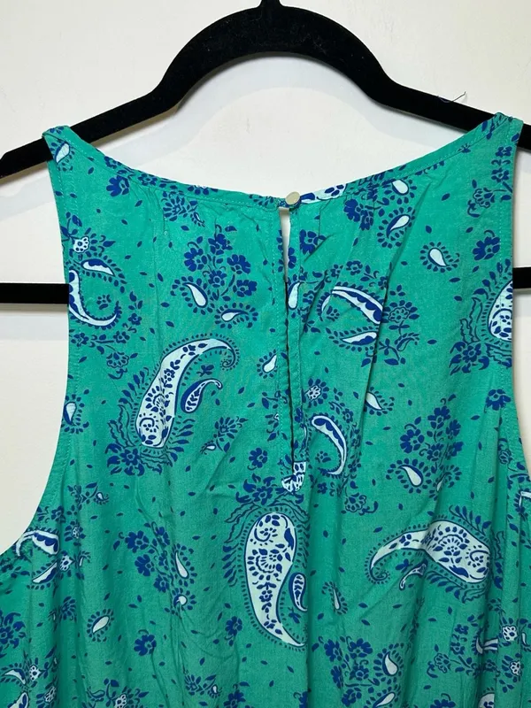 Old Navy Green and Blue Paisley Print Sleeveless Dress Size XL - Image 3